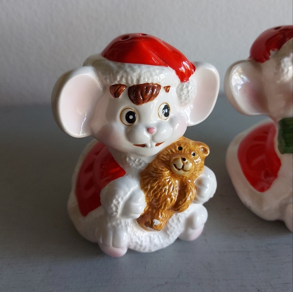 Christmas pepper shaker and salt shakerceramic mouse - Picture 8 of 9